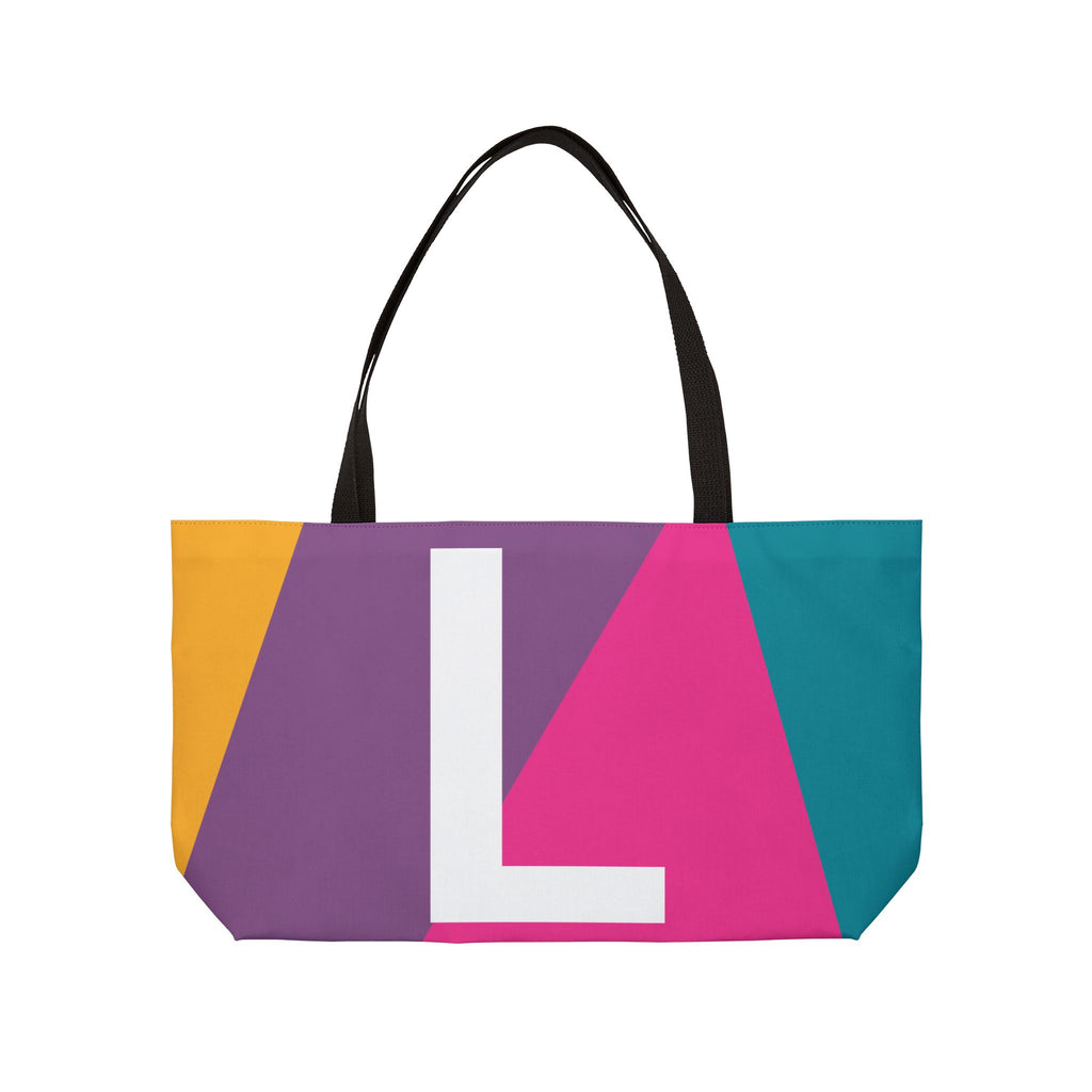 Personalized 'L' Colorblock Tote Bag — Monogram Weekender Tote