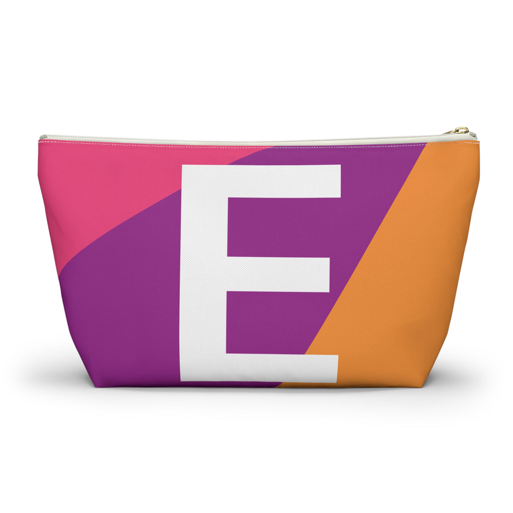 Initials Colorblock Accessory Pouch — Monogram E T-Bottom Cosmetic Bag