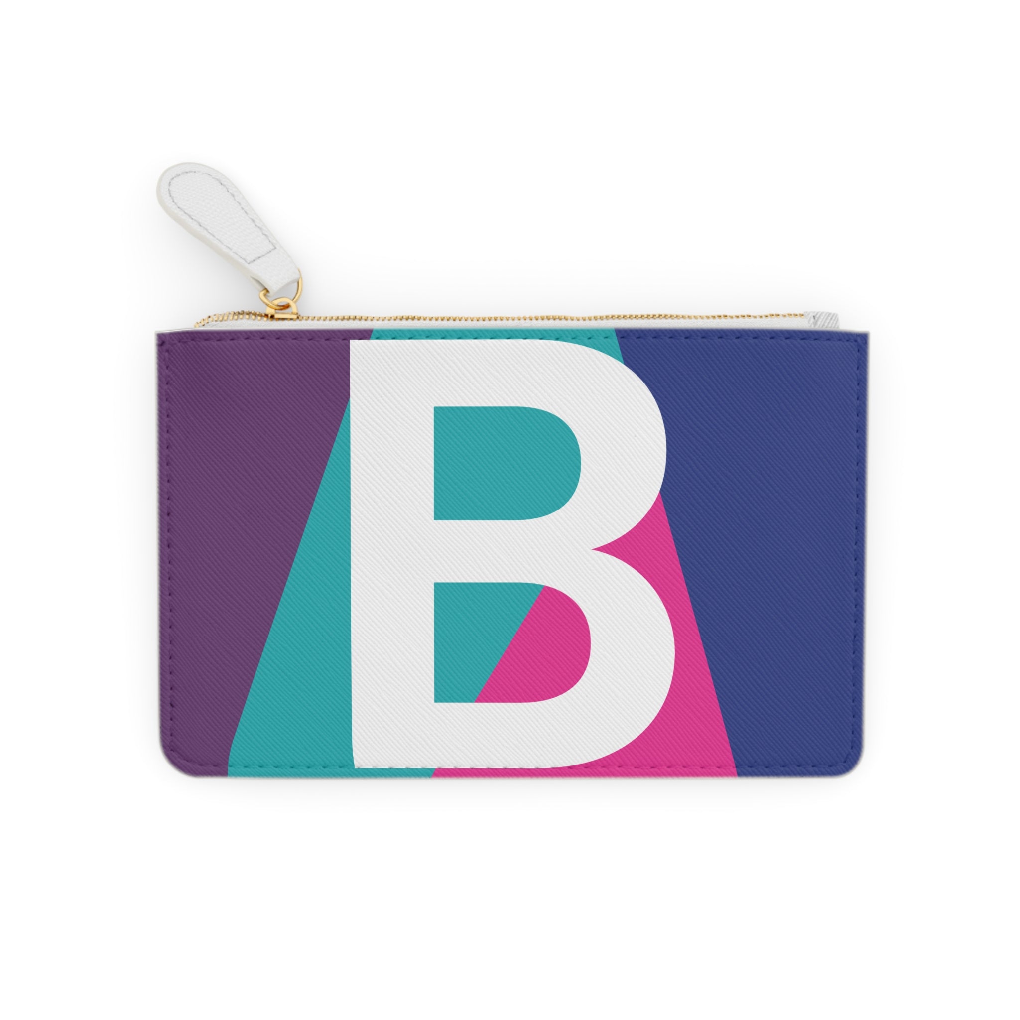 Initial B Mini Clutch — Colorblock Monogram Wristlet Wallet
