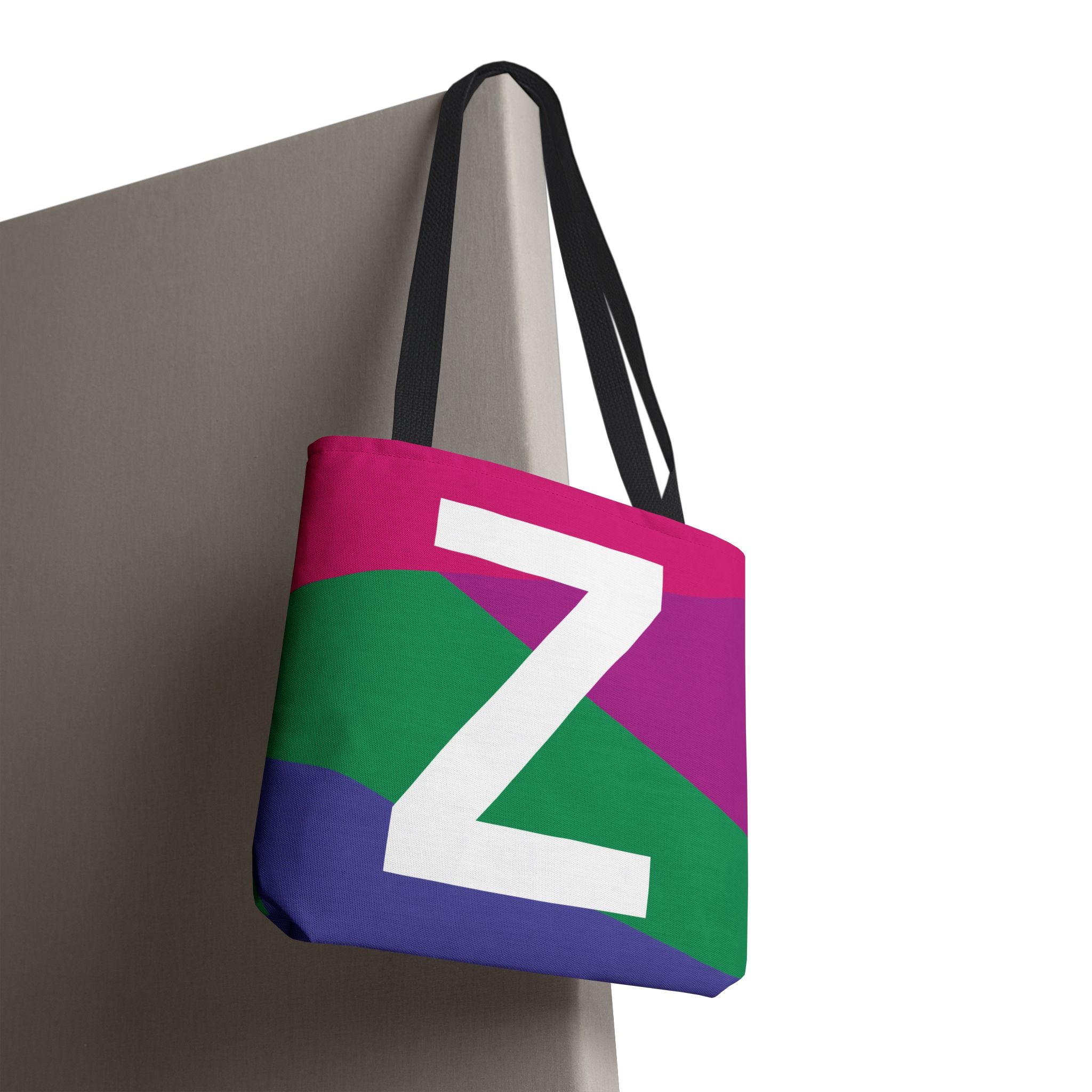 Monogram 'Z' Colorblock Tote Bag — Personalized Initial Z Shoulder Tote