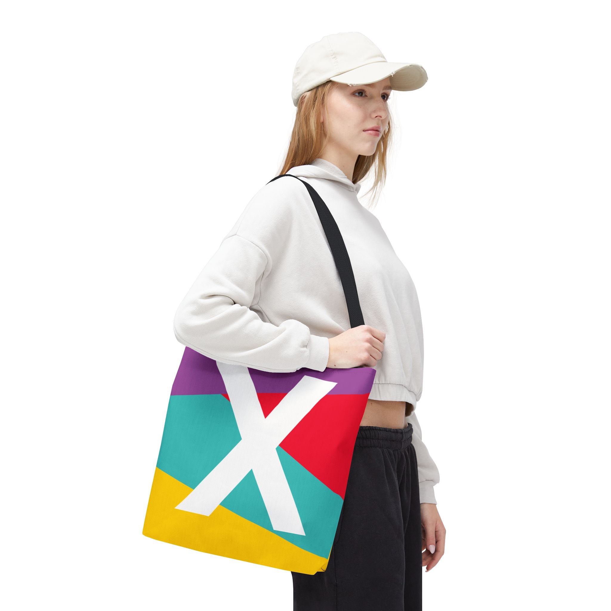 Monogram 'X' Colorblock Tote Bag — Personalized Initial X Shoulder Tote