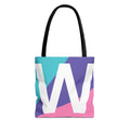 Monogram 'W' Colorblock Tote Bag — Personalized Initial W Shoulder Tote