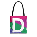 Monogram 'D' Colorblock Tote Bag — Personalized Initial D Shoulder Tote