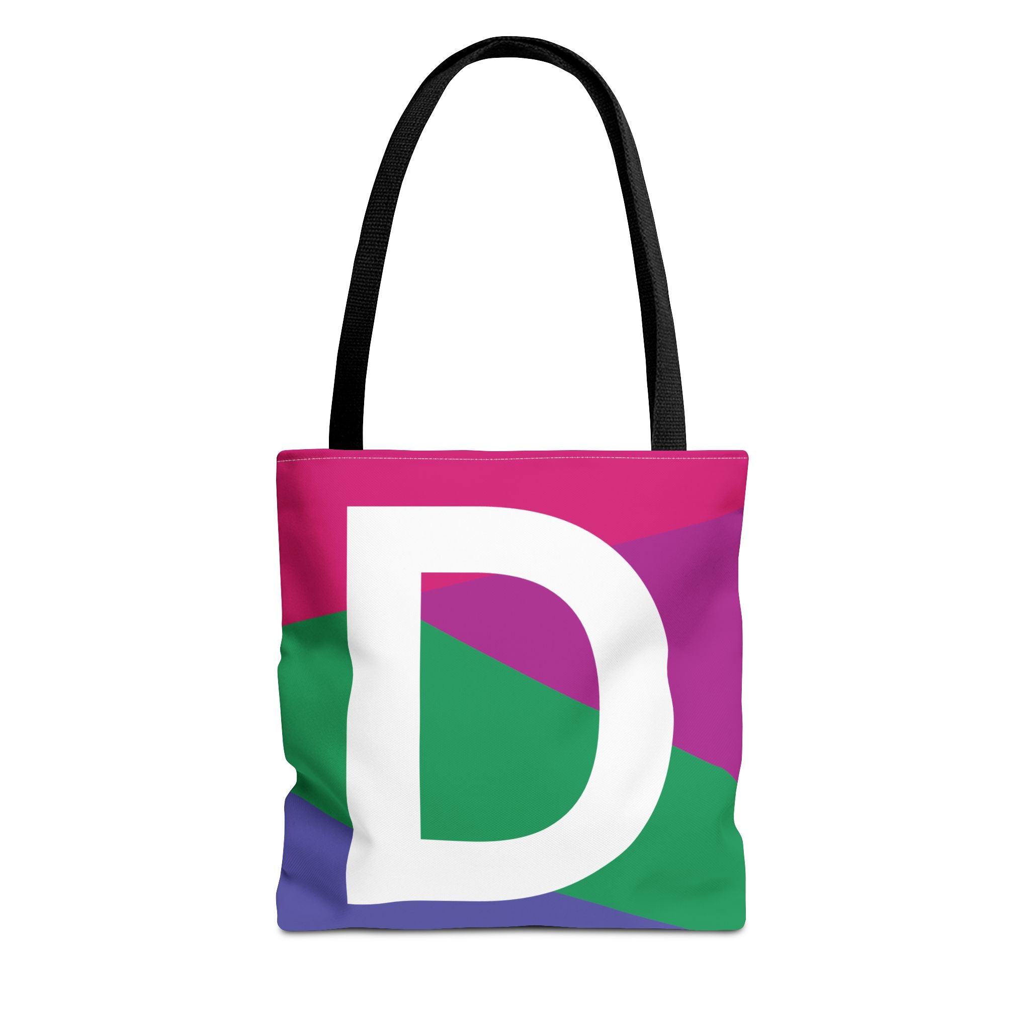 Monogram 'D' Colorblock Tote Bag — Personalized Initial D Shoulder Tote