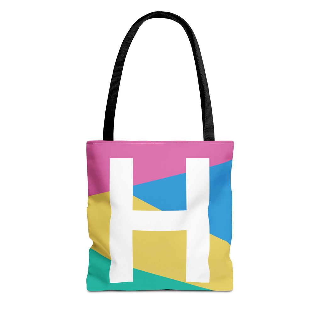 Monogram 'H' Colorblock Tote Bag — Personalized Initial H Shoulder Tote