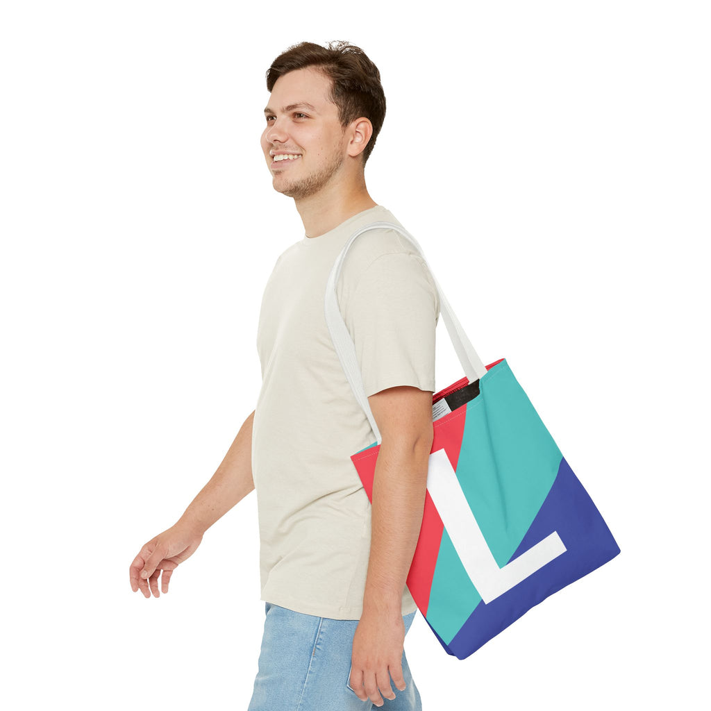 Monogram 'L' Colorblock Tote Bag — Personalized Initial L Shoulder Tote