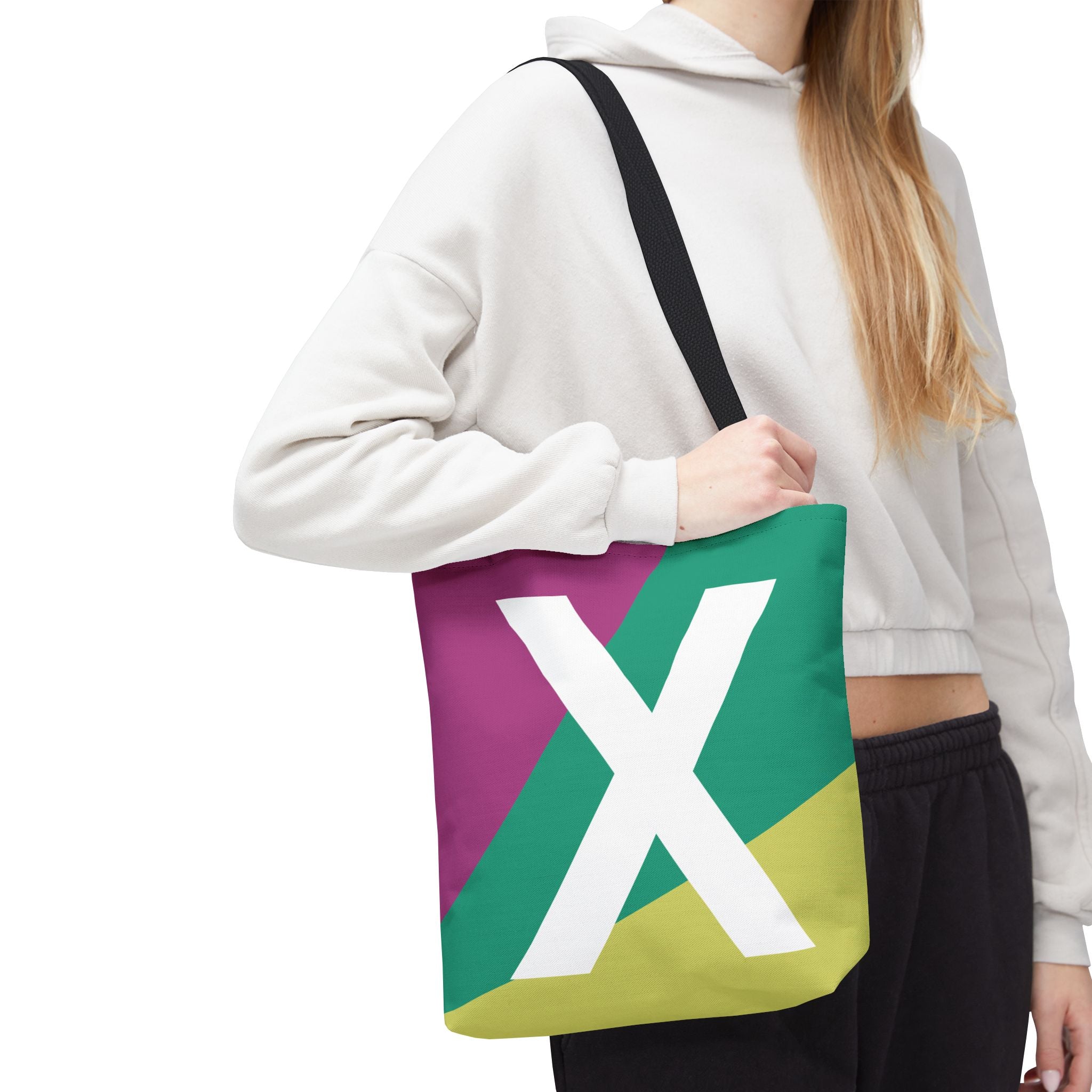 Monogram 'X' Colorblock Tote Bag — Personalized Initial X Shoulder Tote