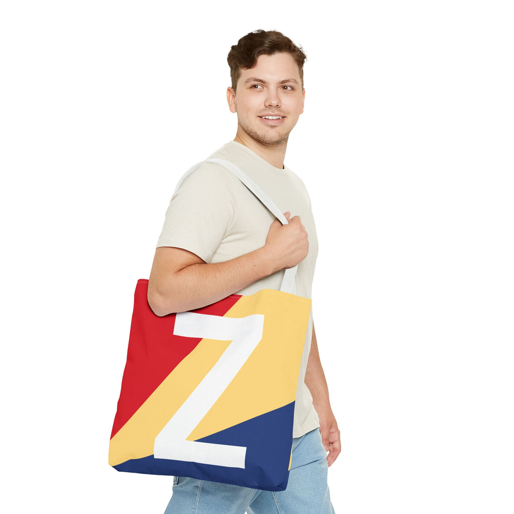 Monogram 'Z' Colorblock Tote Bag — Personalized Initial Z Shoulder Tote
