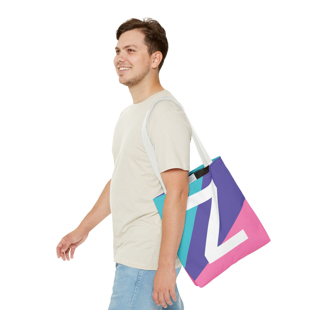 Monogram 'Z' Colorblock Tote Bag — Personalized Initial Z Shoulder Tote