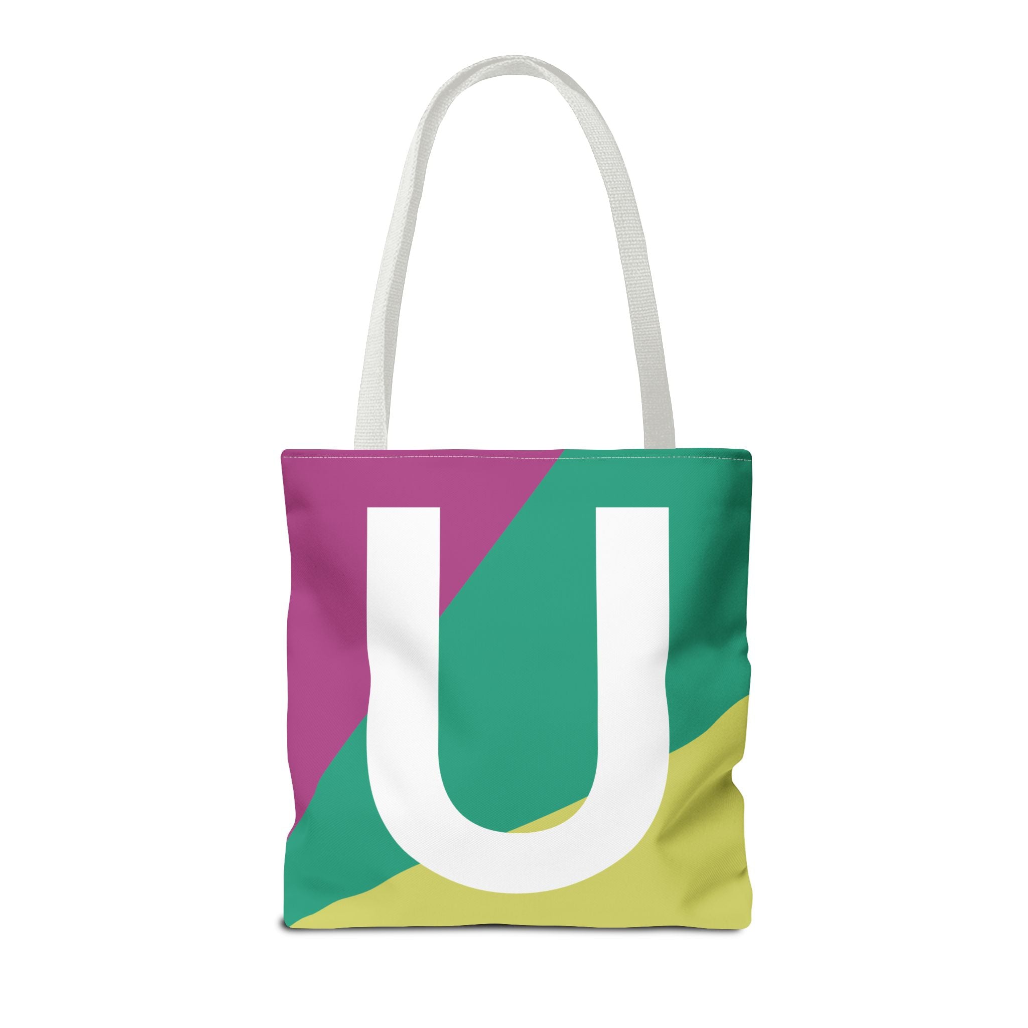 Monogram 'U' Colorblock Tote Bag — Personalized Initial U Shoulder Tote