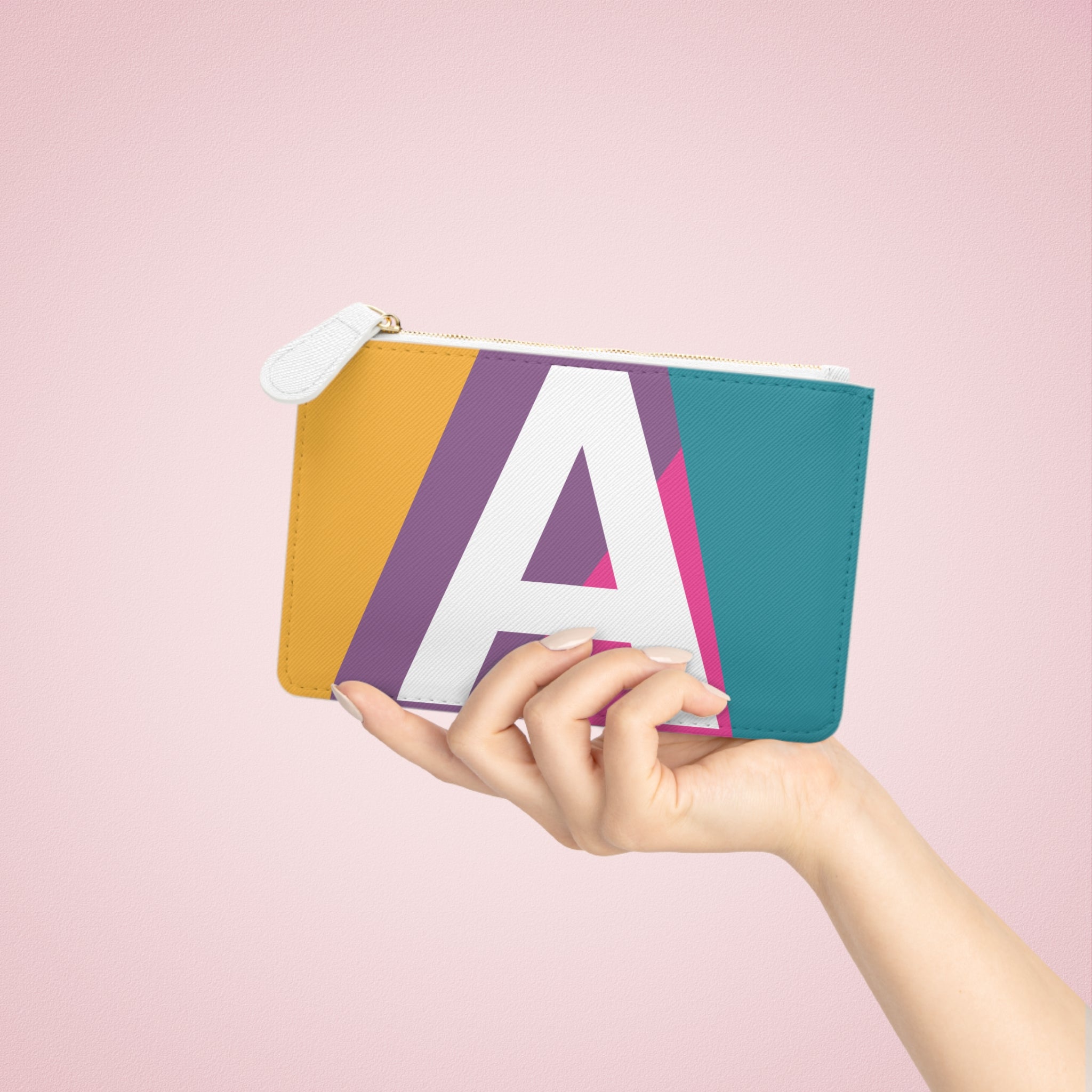 Initial A Mini Clutch — Colorblock Monogram Wristlet Wallet