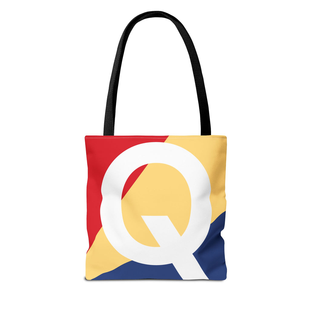 Monogram 'Q' Colorblock Tote Bag — Personalized Initial Q Shoulder Tote