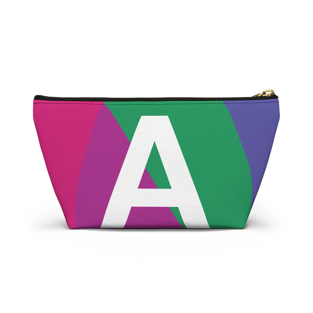 Initials Colorblock Accessory Pouch — Monogram A T-Bottom Cosmetic Bag