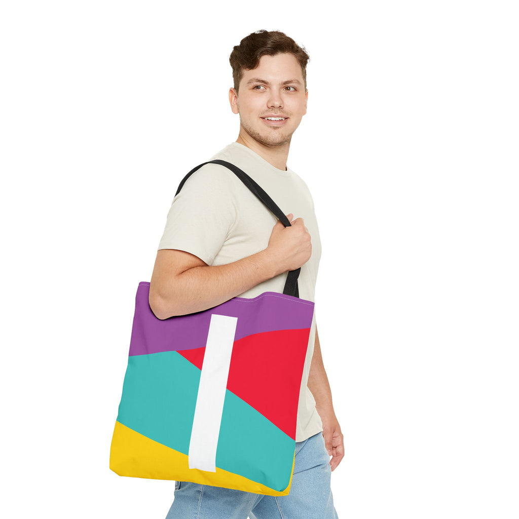Monogram 'I' Colorblock Tote Bag — Personalized Initial I Shoulder Tote