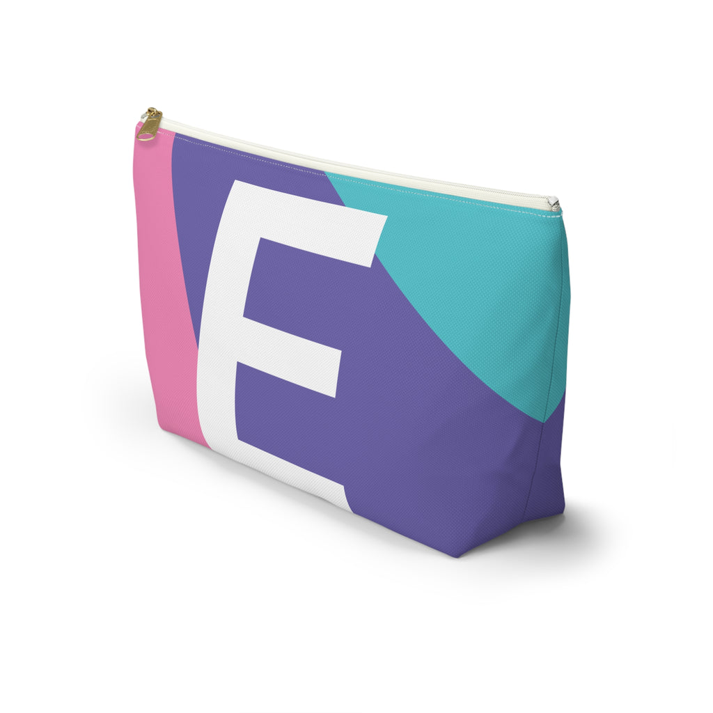 Initials Colorblock Accessory Pouch — Monogram E T-Bottom Cosmetic Bag