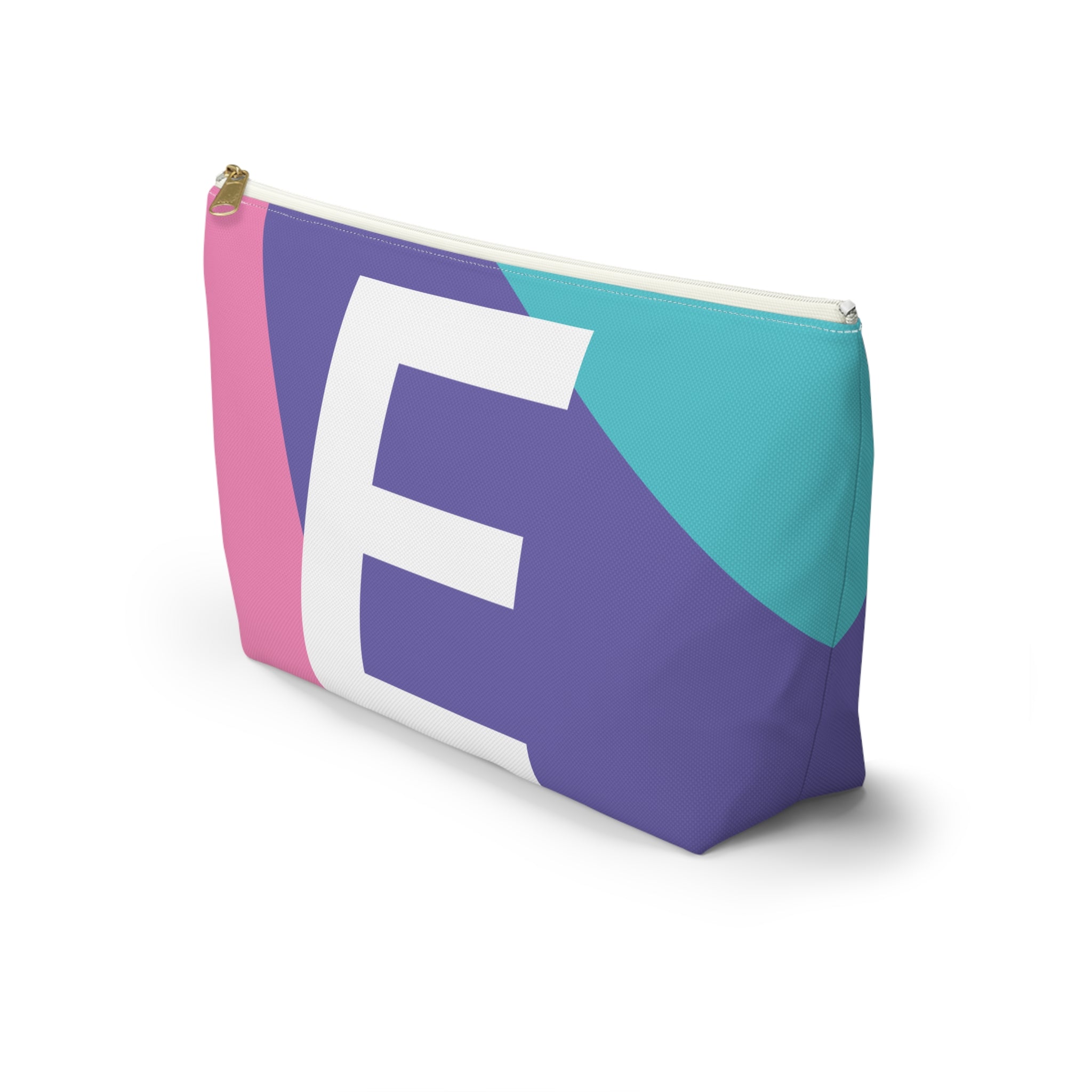 Initials Colorblock Accessory Pouch — Monogram E T-Bottom Cosmetic Bag