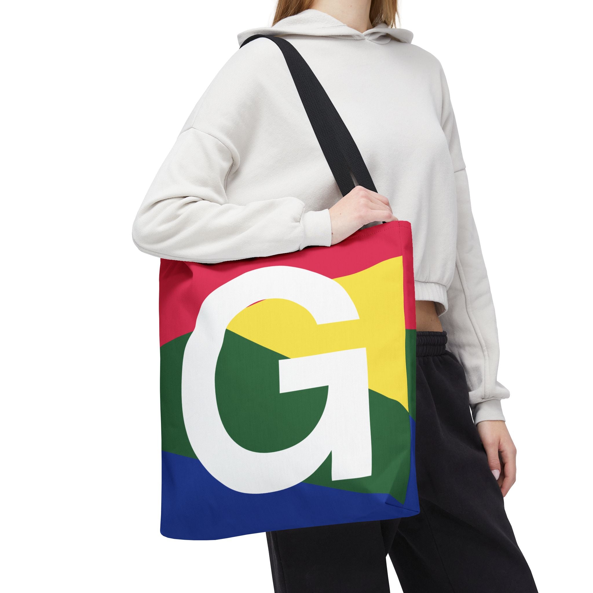 Monogram 'G' Colorblock Tote Bag — Personalized Initial G Shoulder Tote