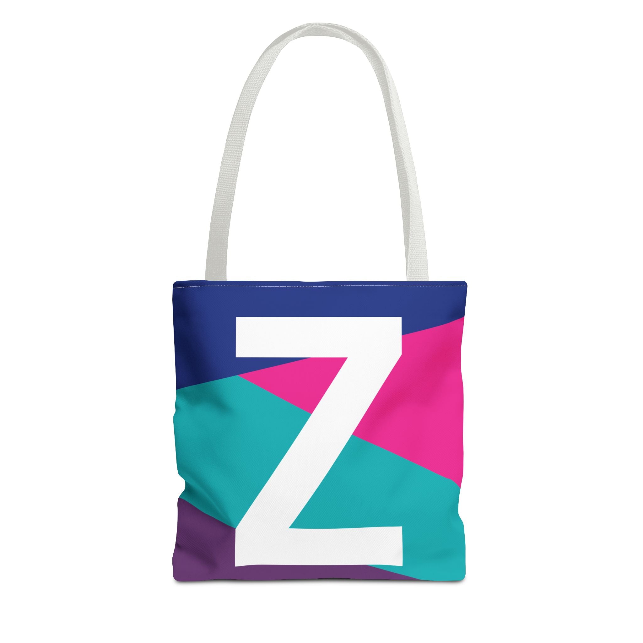 Monogram 'Z' Colorblock Tote Bag — Personalized Initial Z Shoulder Tote