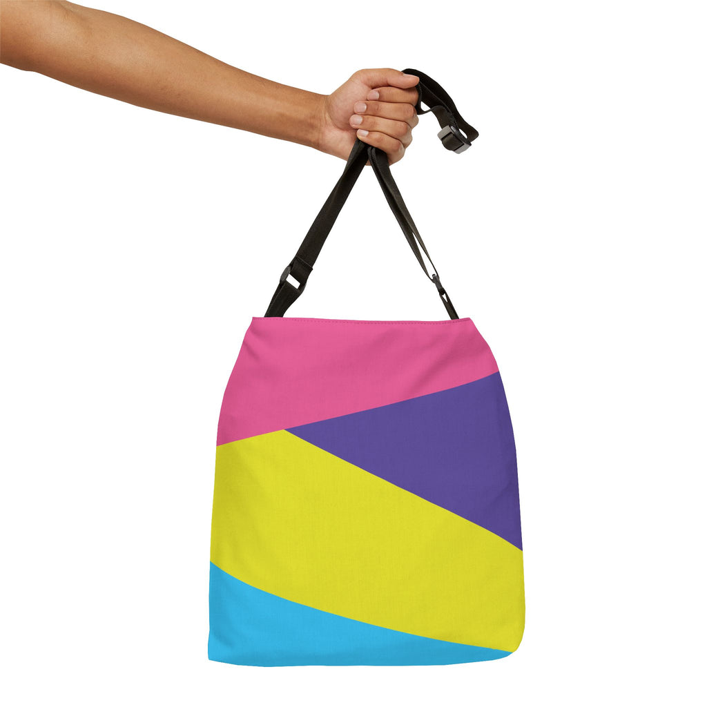 Colorblock Geometric Tote Bag — Adjustable Strap, Bright Abstract Pattern