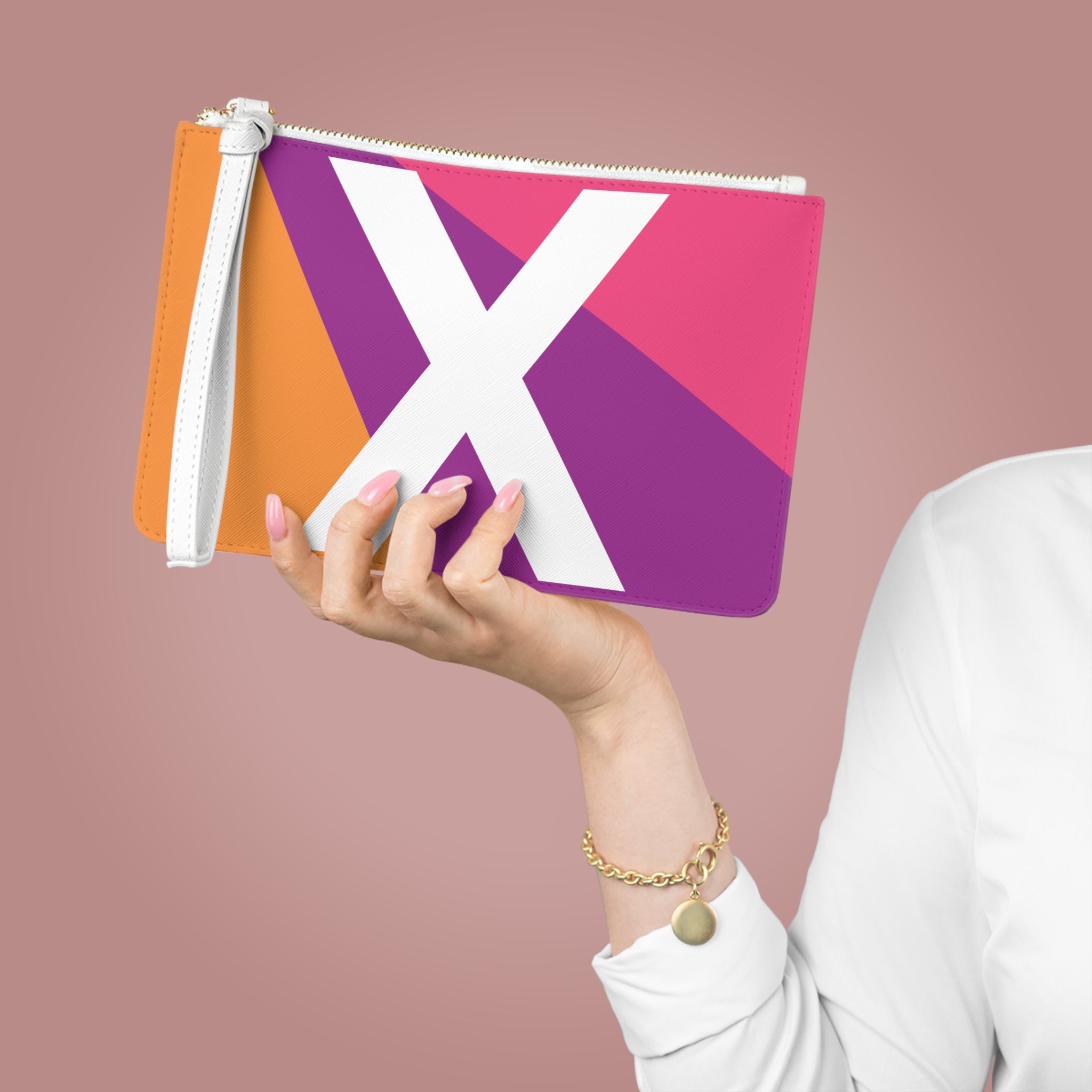 Monogram 'X' Colorblock Clutch Bag — Bold Geometric Wristlet for Everyday & Gifts