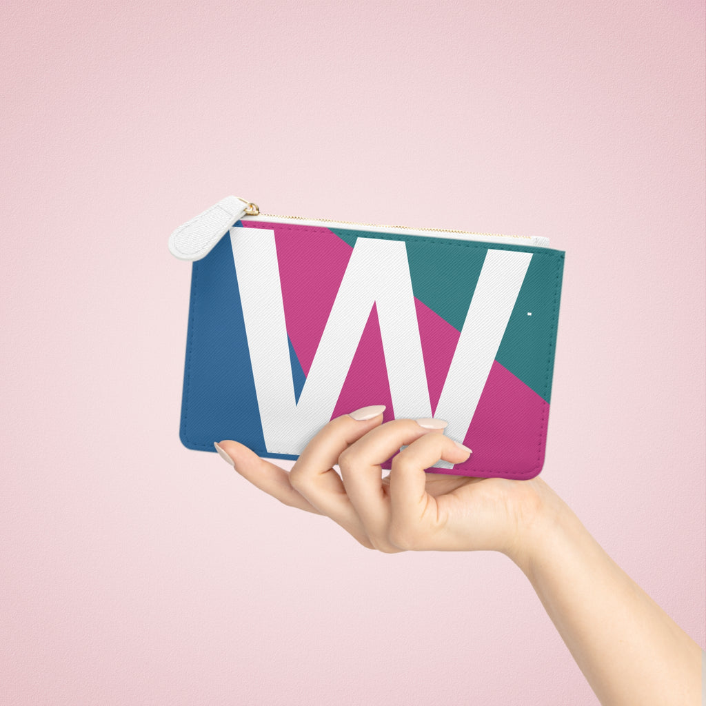 Initial W Mini Clutch — Colorblock Monogram Wristlet Wallet