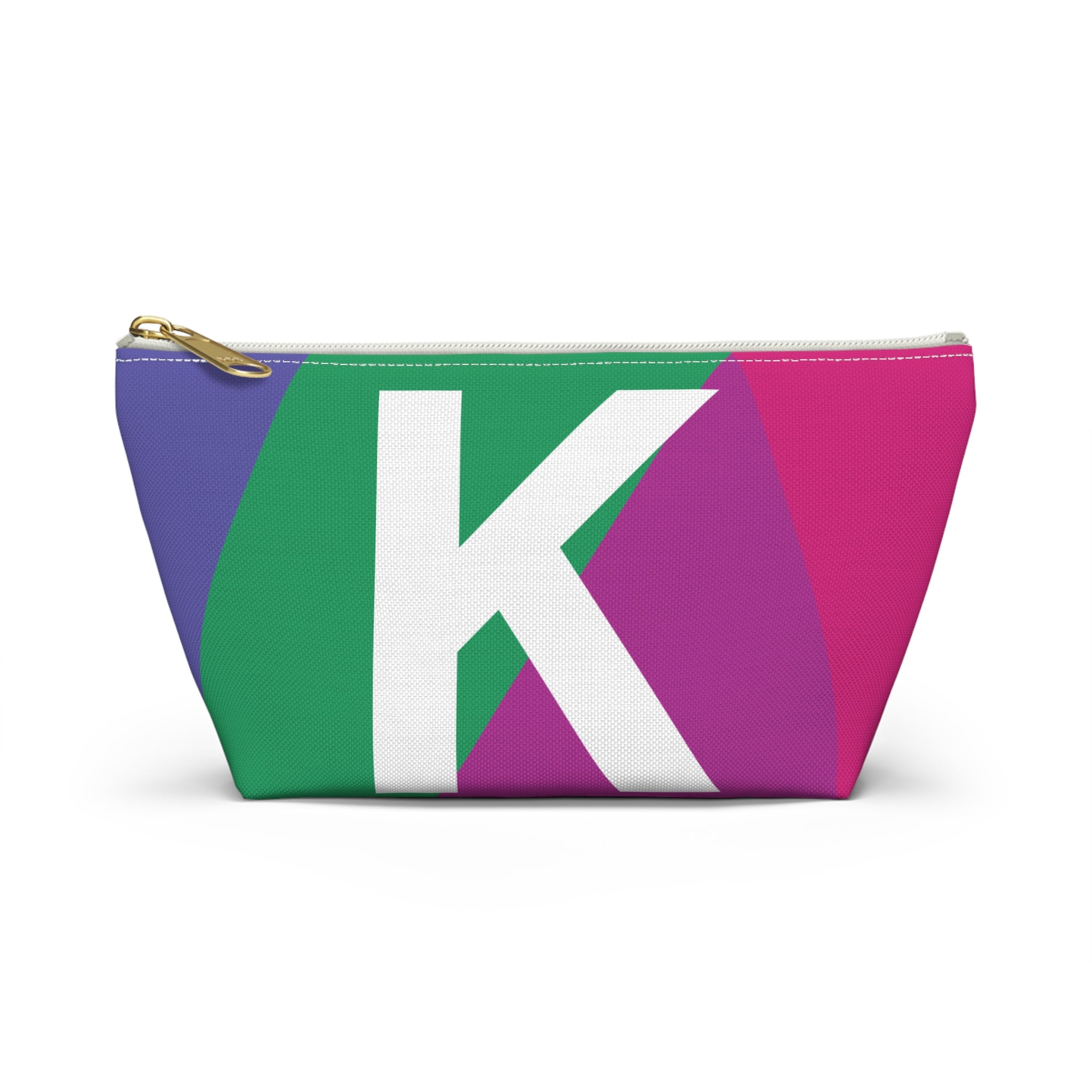 Initials Colorblock Accessory Pouch — Monogram K T-Bottom Cosmetic Bag