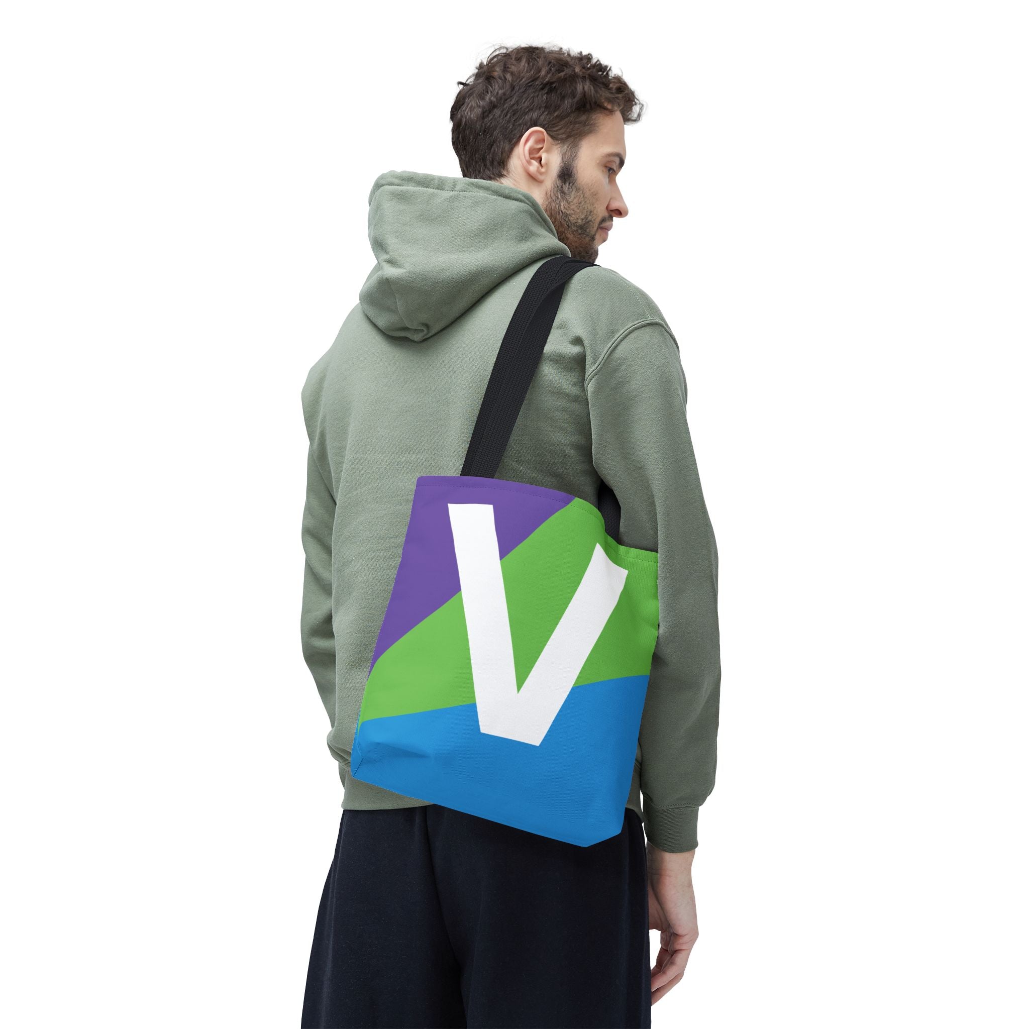 Monogram 'V' Colorblock Tote Bag — Personalized Initial V Shoulder Tote