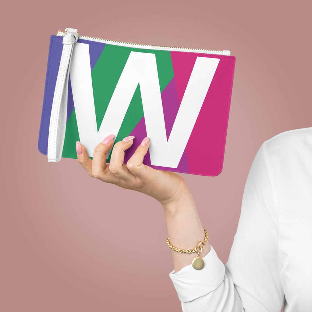 Monogram 'W' Colorblock Clutch Bag — Bold Geometric Wristlet for Everyday & Gifts
