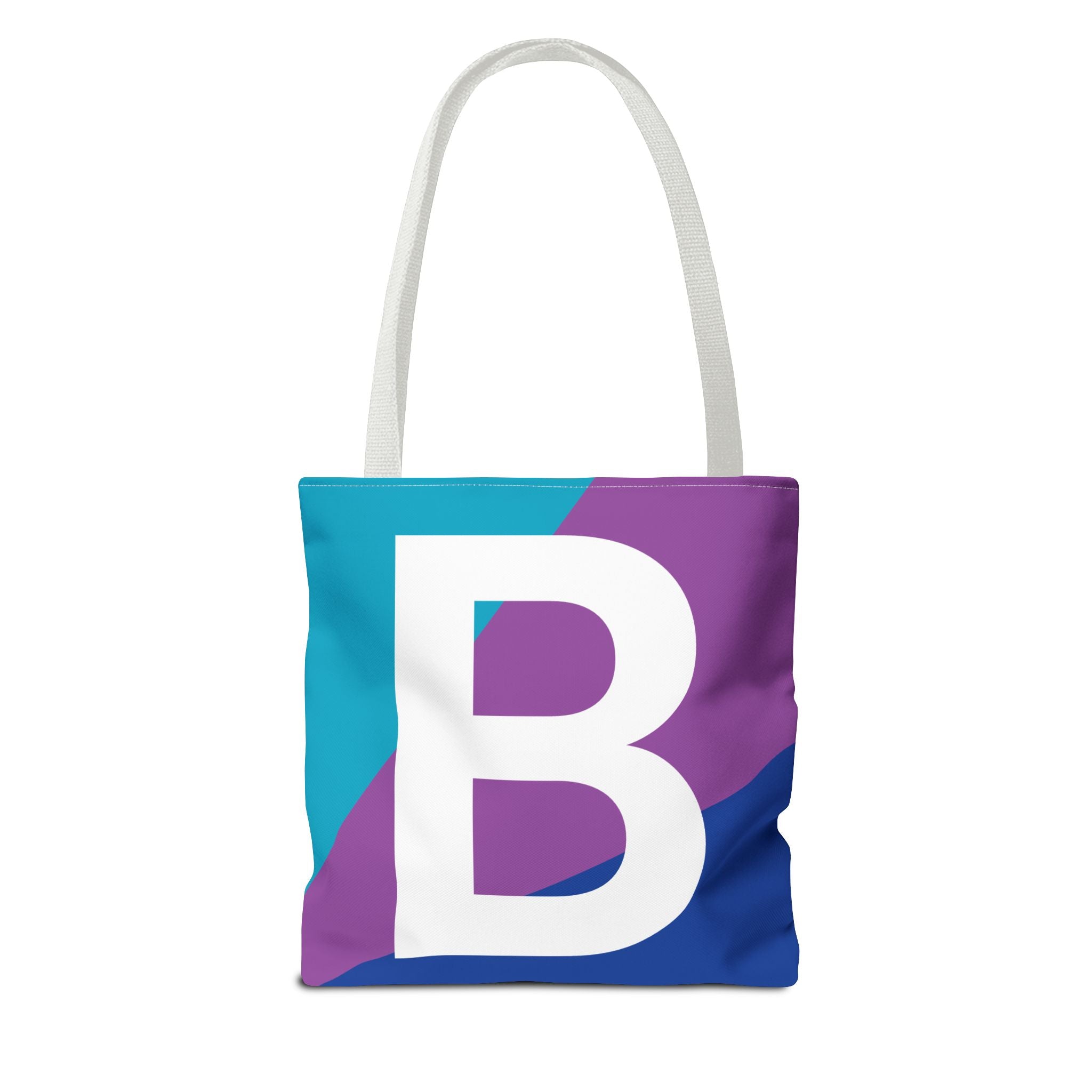 Monogram 'B' Colorblock Tote Bag — Personalized Initial B Shoulder Tote