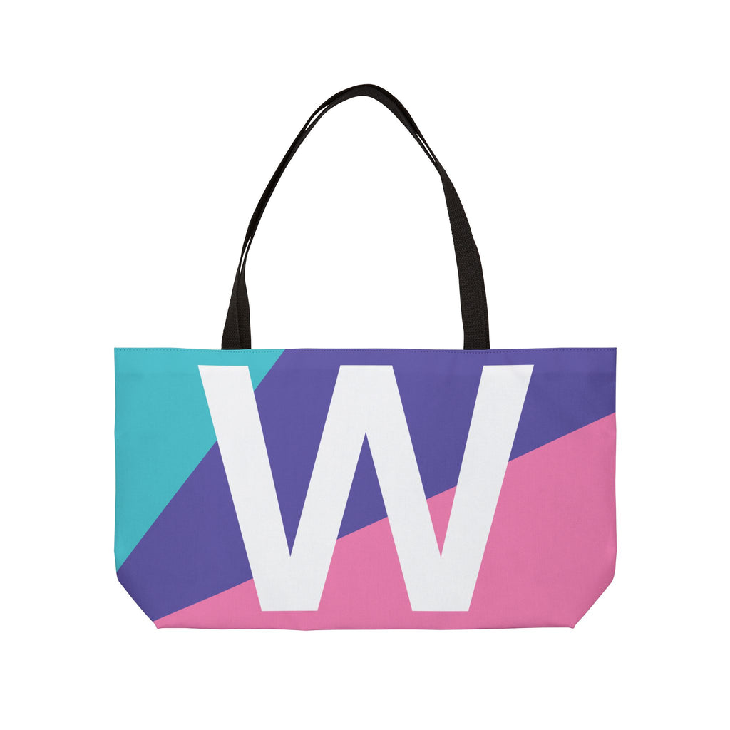 Personalized 'W' Colorblock Tote Bag — Monogram Weekender Tote