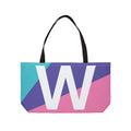 Personalized 'W' Colorblock Tote Bag — Monogram Weekender Tote