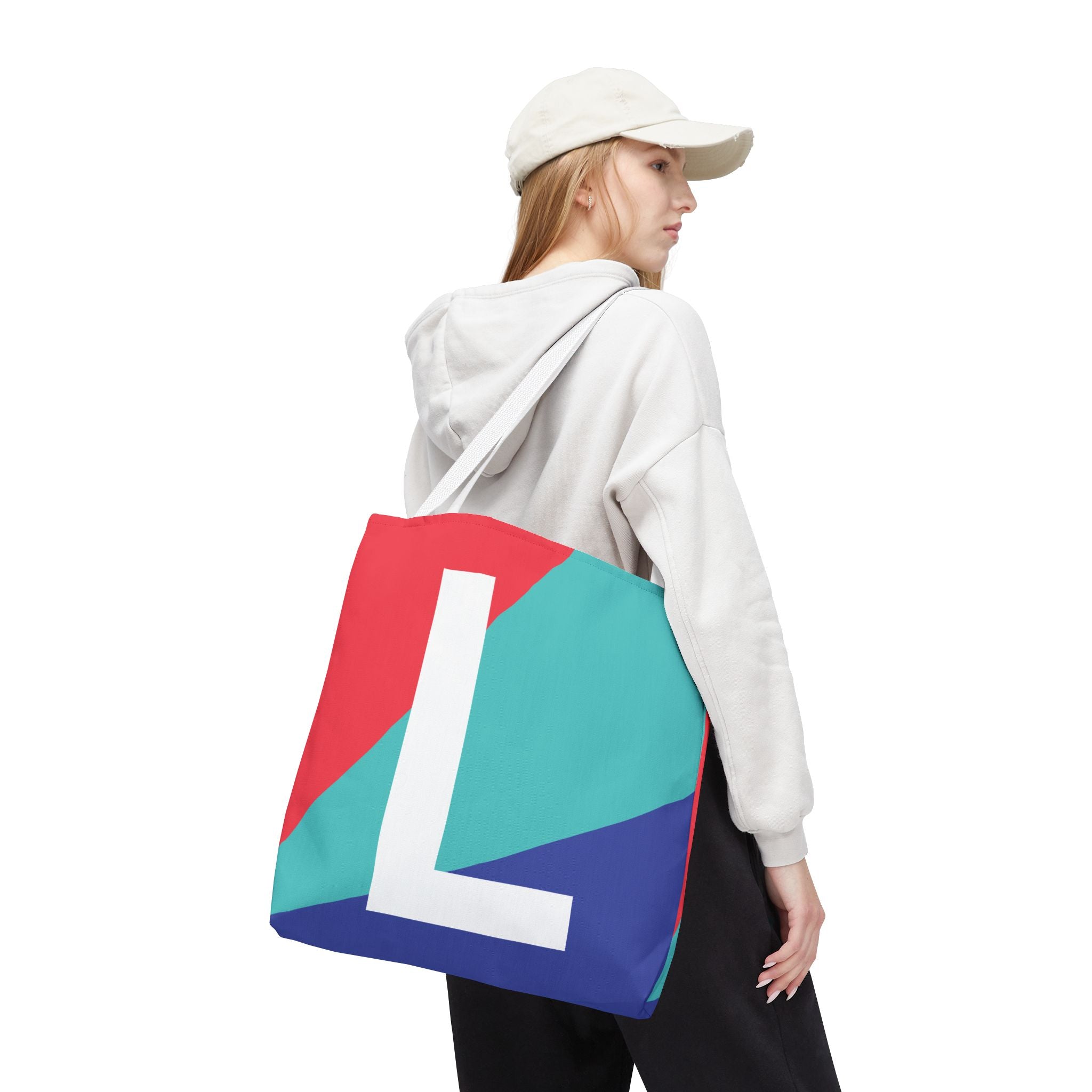 Monogram 'L' Colorblock Tote Bag — Personalized Initial L Shoulder Tote