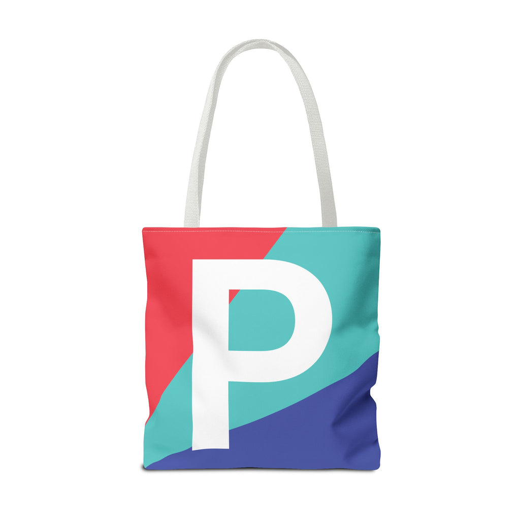 Monogram 'P' Colorblock Tote Bag — Personalized Initial P Shoulder Tote