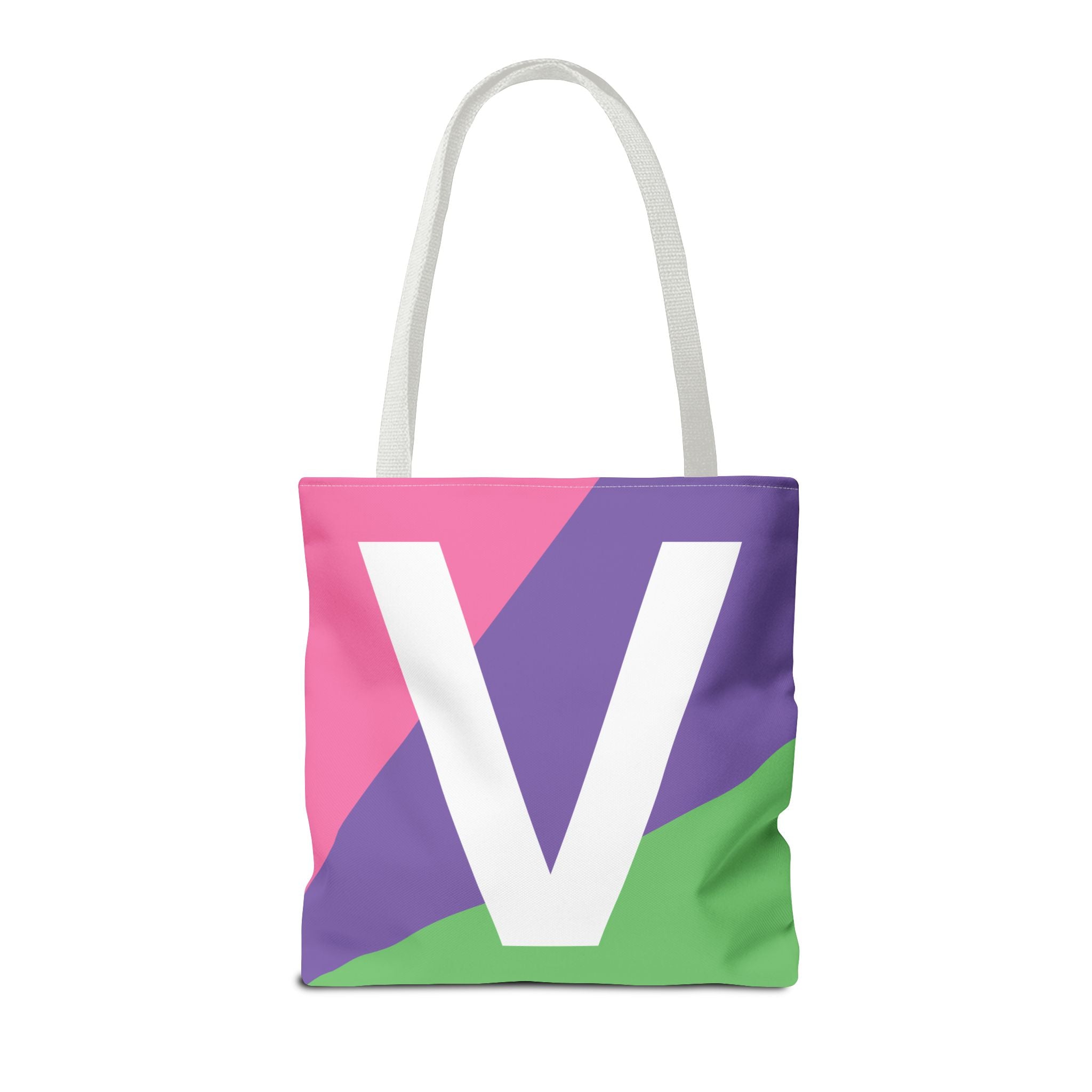 Monogram 'V' Colorblock Tote Bag — Personalized Initial V Shoulder Tote