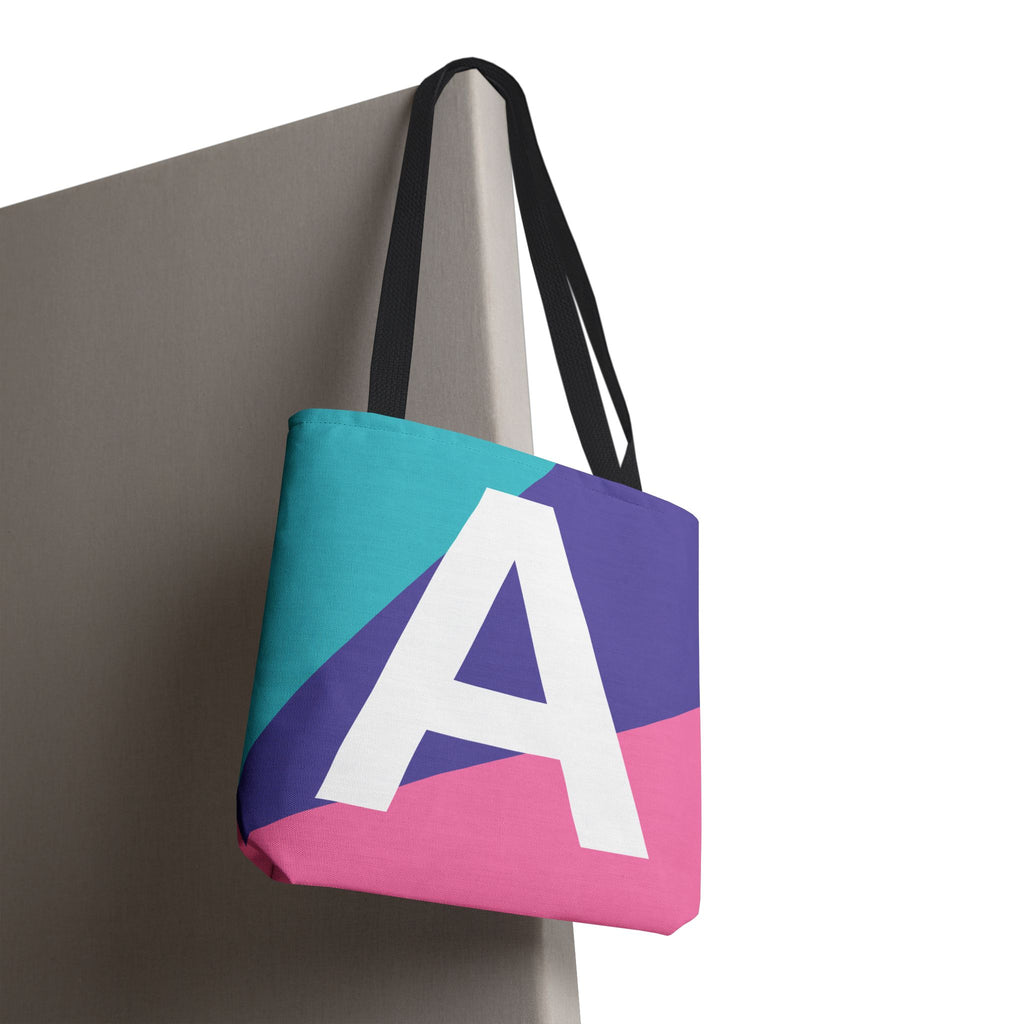 Monogram 'A' Colorblock Tote Bag — Personalized Initial A Shoulder Tote