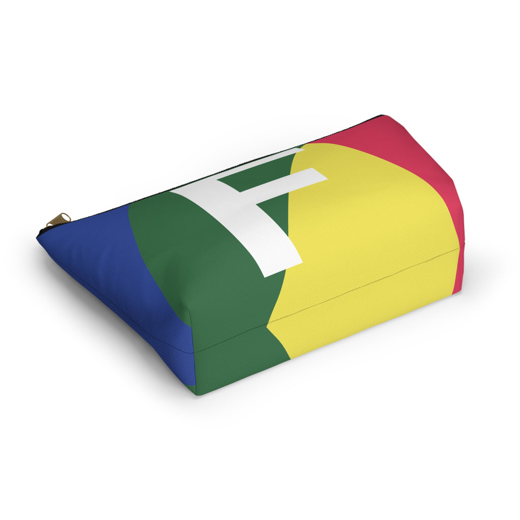 Initials Colorblock Accessory Pouch — Monogram F T-Bottom Cosmetic Bag