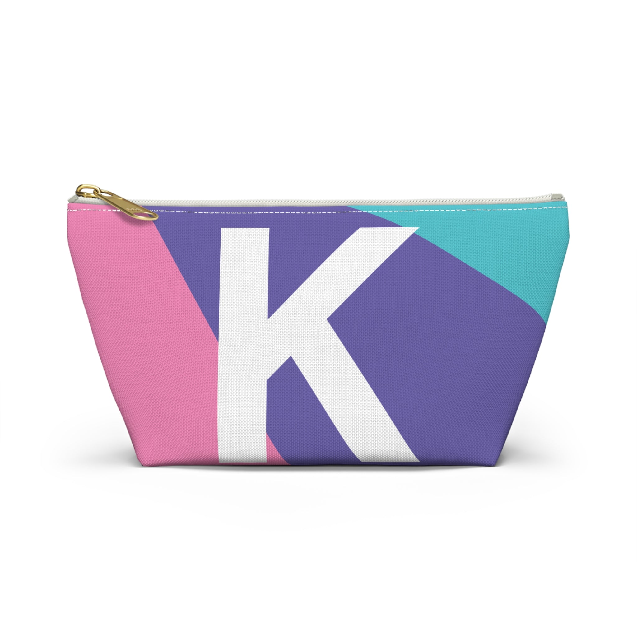 Initials Colorblock Accessory Pouch — Monogram K T-Bottom Cosmetic Bag