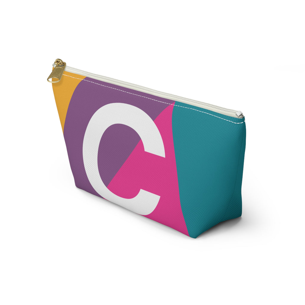 Initials Colorblock Accessory Pouch — Monogram C T-Bottom Cosmetic Bag
