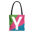 Monogram 'Y' Colorblock Tote Bag — Personalized Initial Y Shoulder Tote