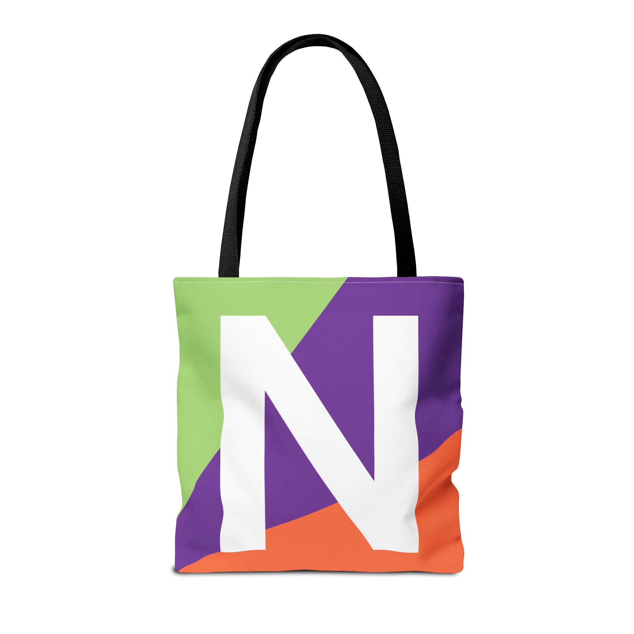 Monogram 'N' Colorblock Tote Bag — Personalized Initial N Shoulder Tote