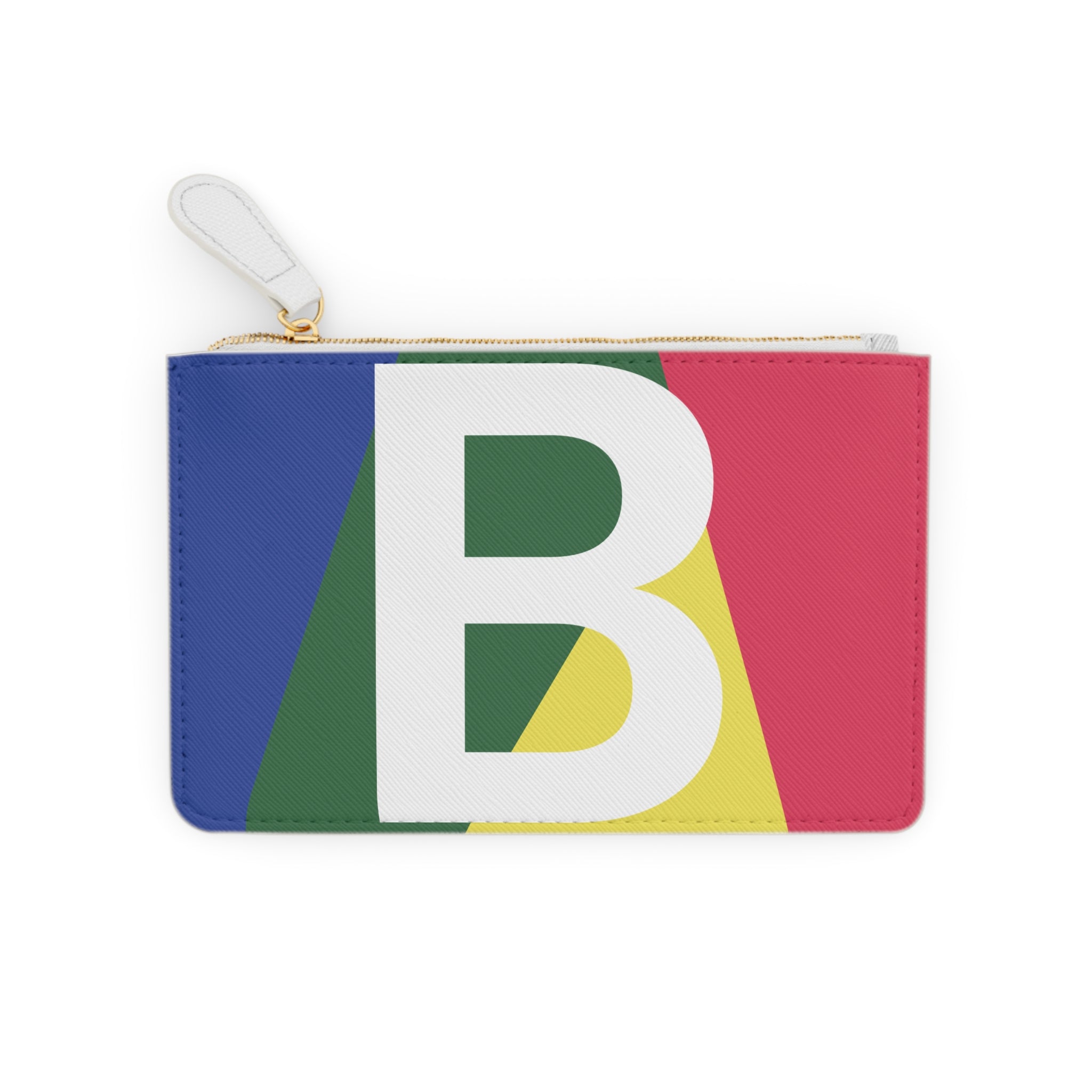 Initial B Mini Clutch — Colorblock Monogram Wristlet Wallet
