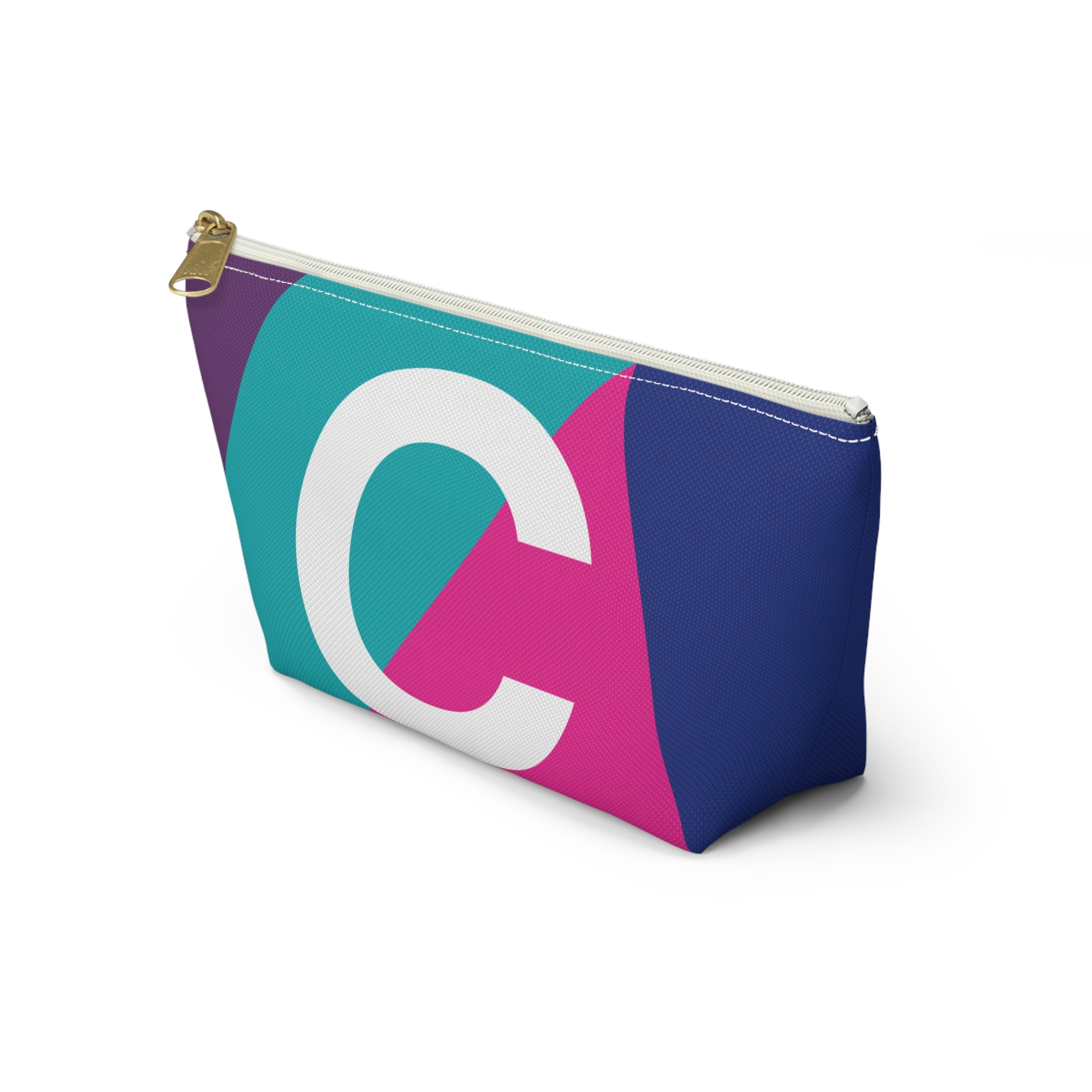 Initials Colorblock Accessory Pouch — Monogram C T-Bottom Cosmetic Bag