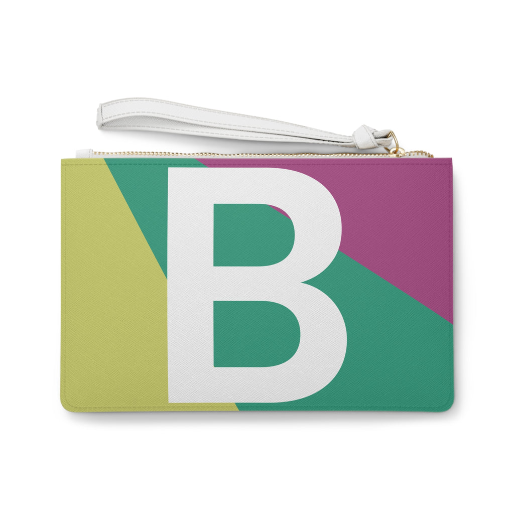 Monogram 'B' Colorblock Clutch Bag — Bold Geometric Wristlet for Everyday & Gifts