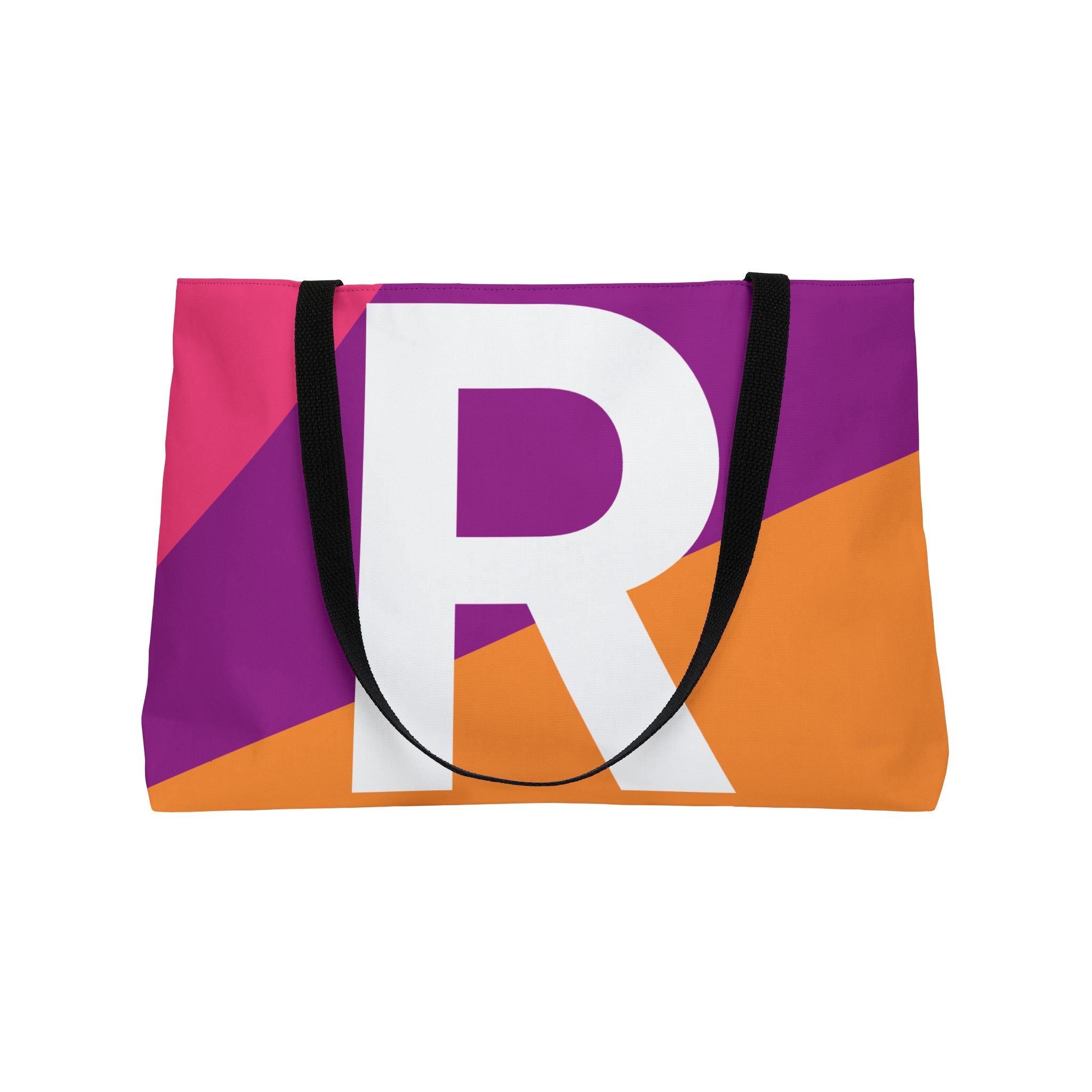 Personalized 'R' Colorblock Tote Bag — Monogram Weekender Tote
