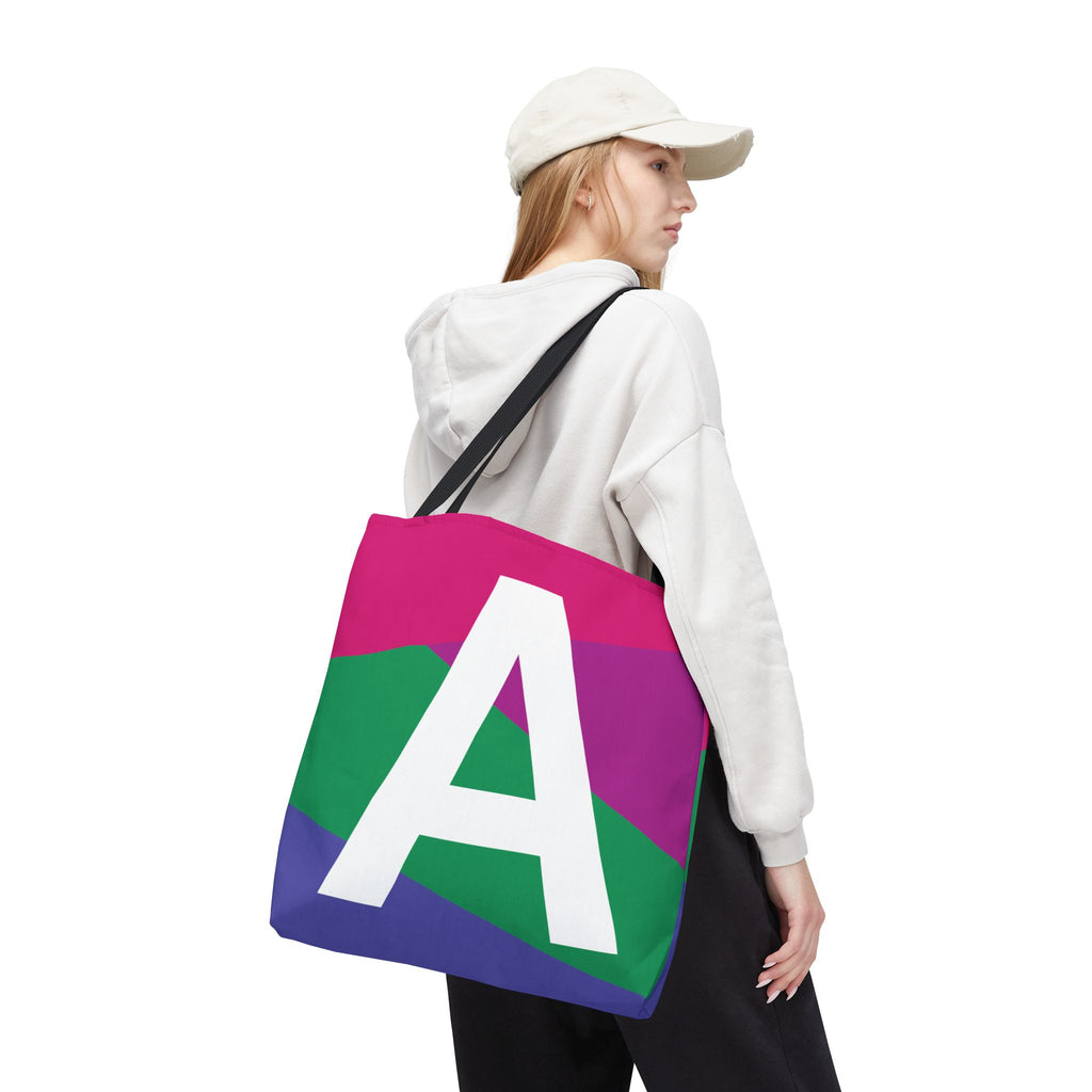 Monogram 'A' Colorblock Tote Bag — Personalized Initial A Shoulder Tote