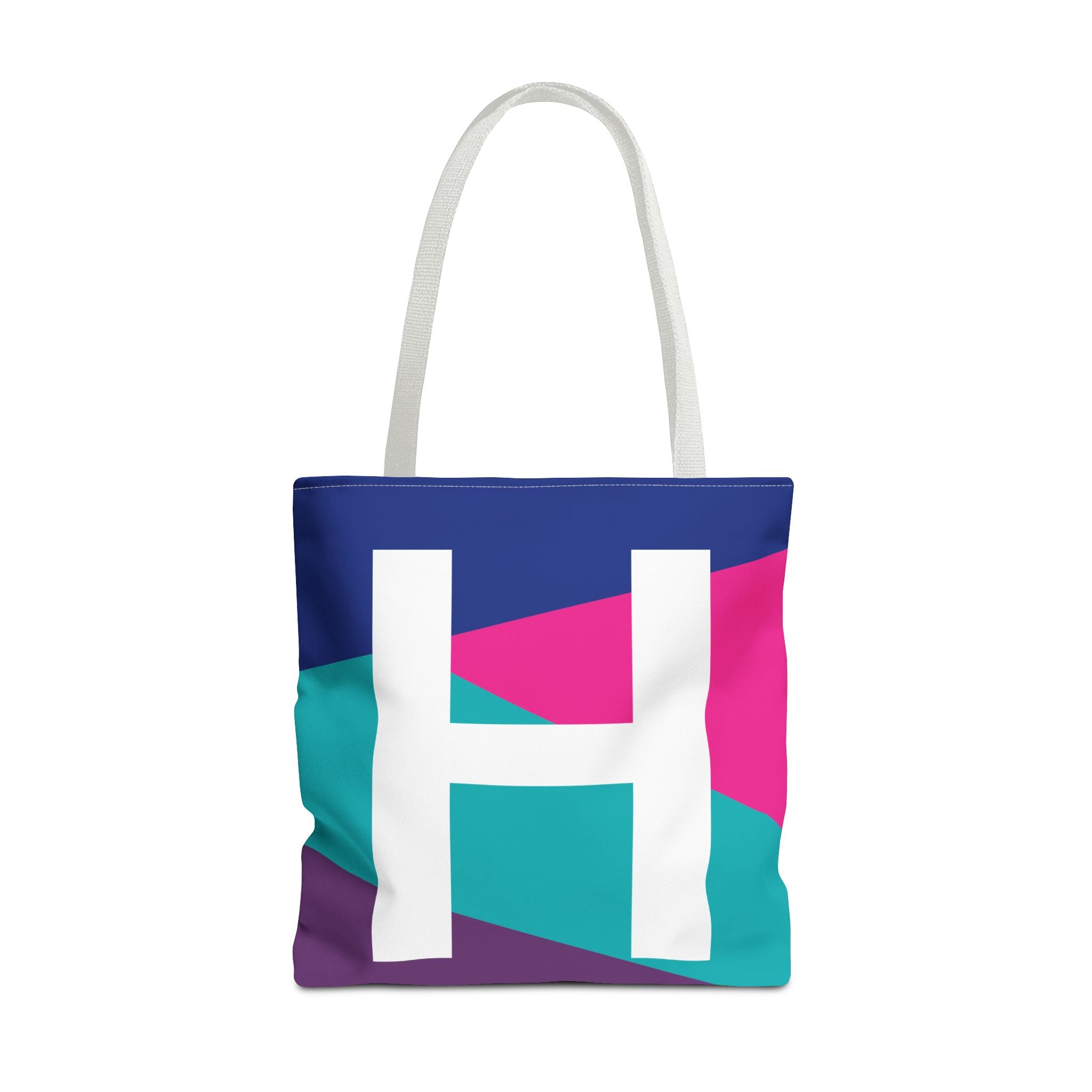 Monogram 'H' Colorblock Tote Bag — Personalized Initial H Shoulder Tote