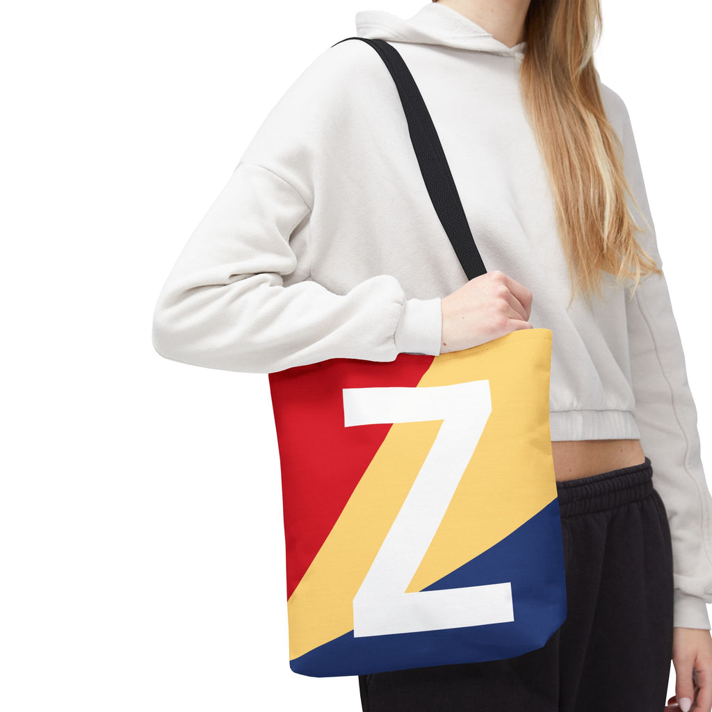 Monogram 'Z' Colorblock Tote Bag — Personalized Initial Z Shoulder Tote