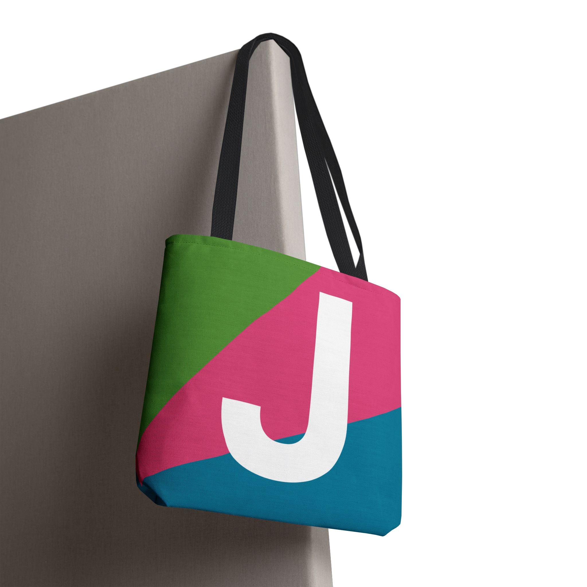 Monogram 'J' Colorblock Tote Bag — Personalized Initial J Shoulder Tote