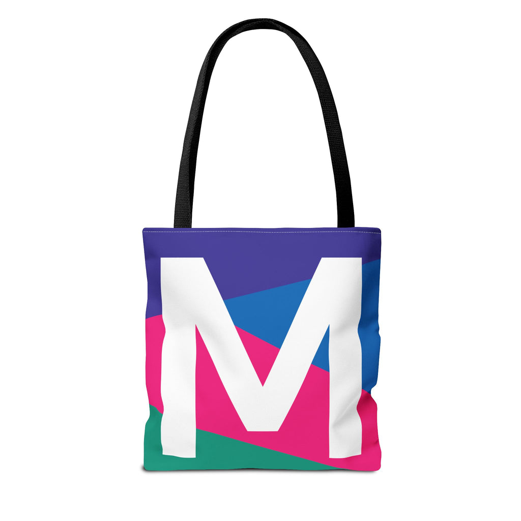 Monogram 'M' Colorblock Tote Bag — Personalized Initial M Shoulder Tote