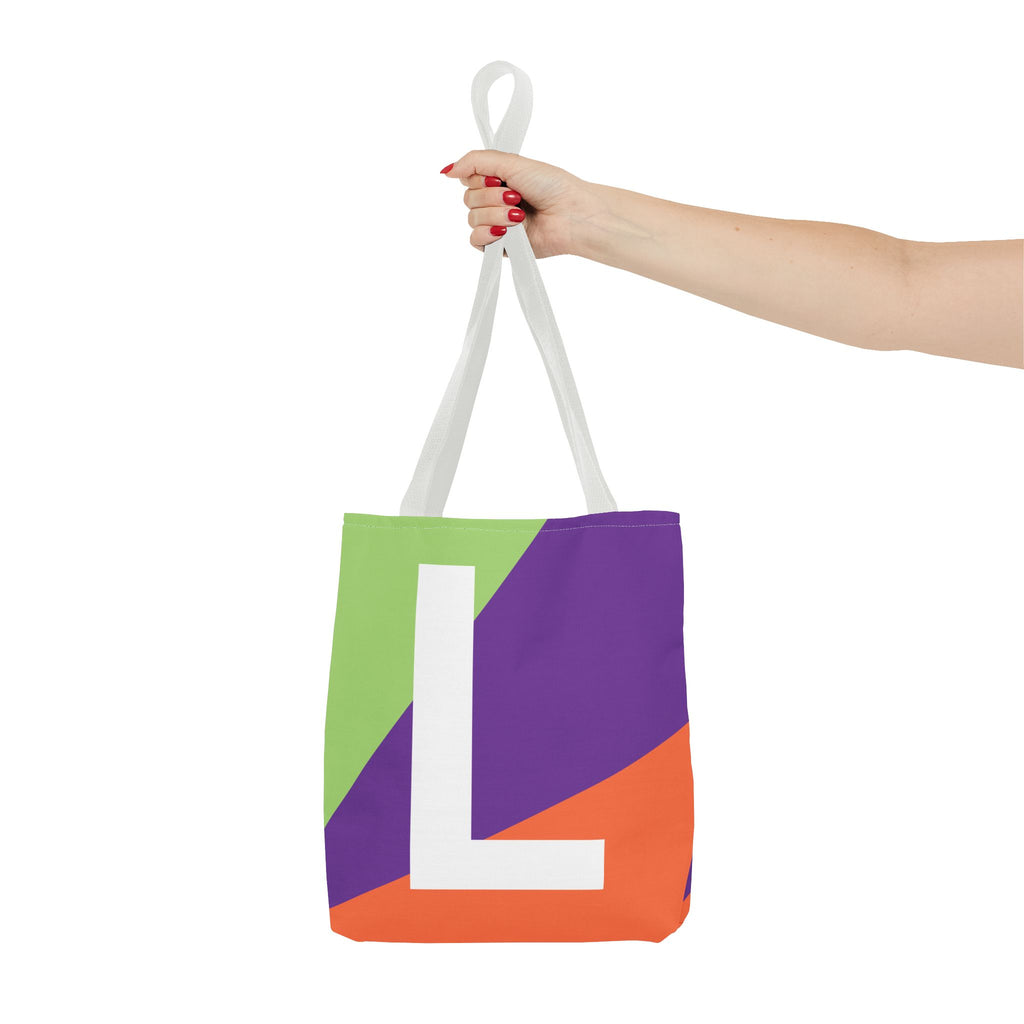 Monogram 'L' Colorblock Tote Bag — Personalized Initial L Shoulder Tote